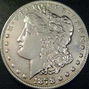 The Silver Morgan Dollar - obverse view.